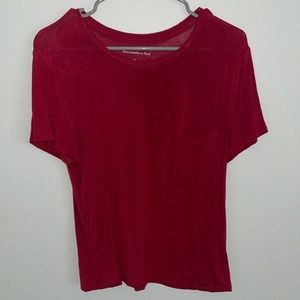 Red Abercrombie and Fitch essentials pocket T-shirt, size small